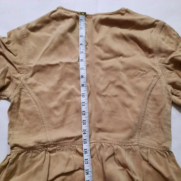 NWOT Everlane The TENCEL™ Puff-Sleeve Dress Tan (Cornstalk) - Size M - Picture 13 of 14